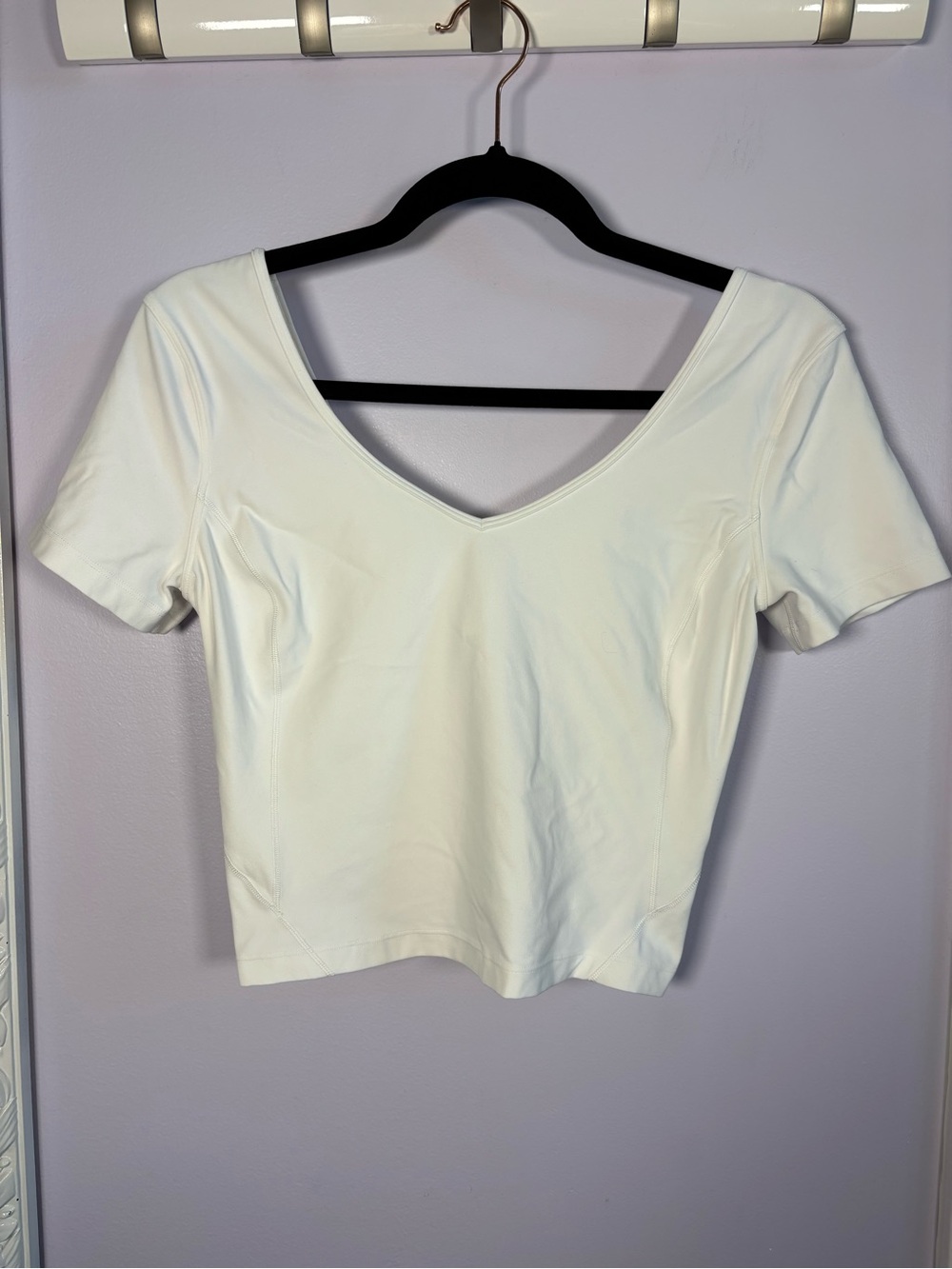 lululemon athletica Align V-Neck Cropped White Athletic Sporty Tshirt Size 6